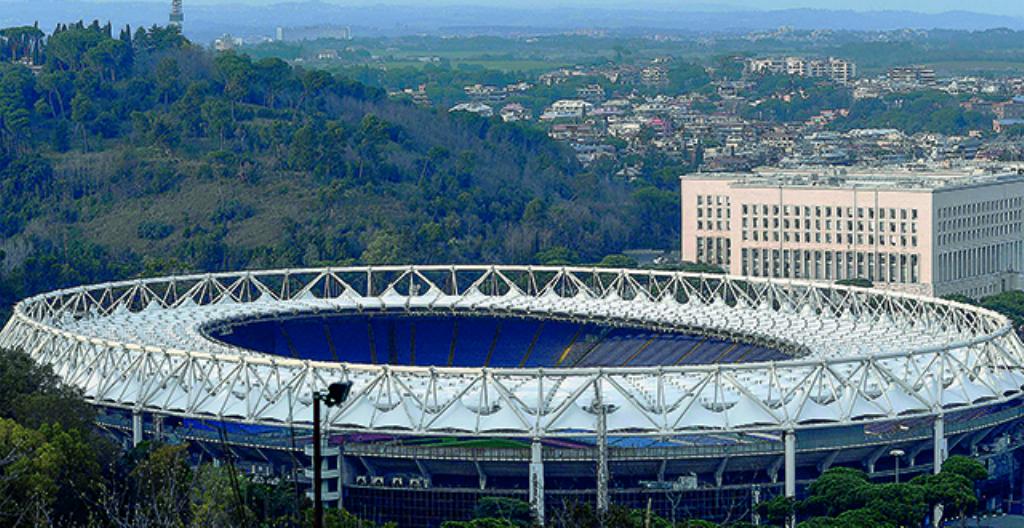 Bilden visar Roms Olympiastadion. Herrarnas öppningsmatch i Fotbolls-EM spelas här sommaren 2021.