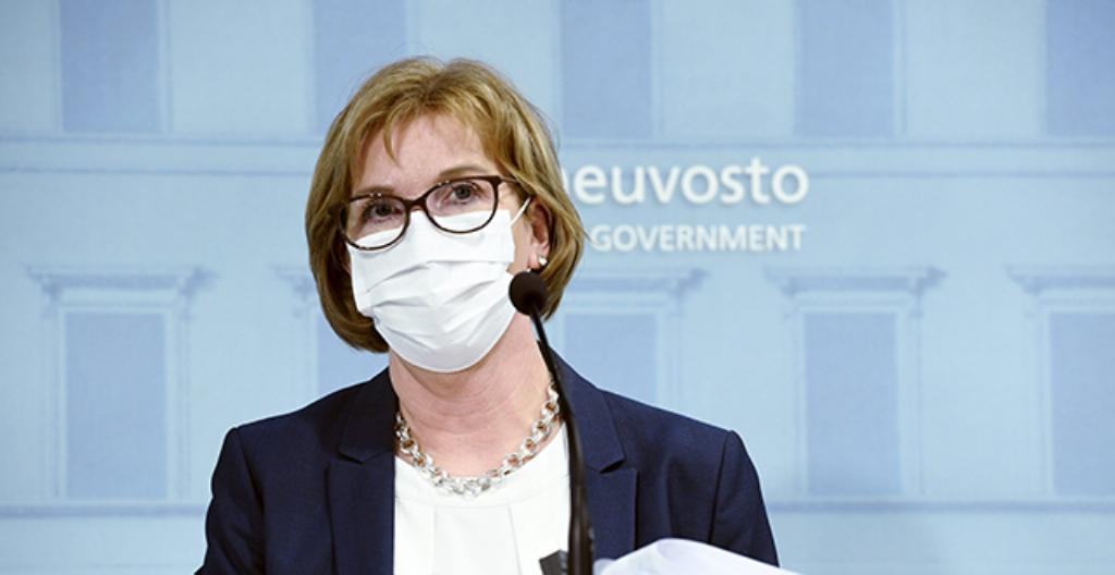 Bilden visar justitieminister Anna-Maja Henriksson under regeringens informationstillfälle den 5 mars. 