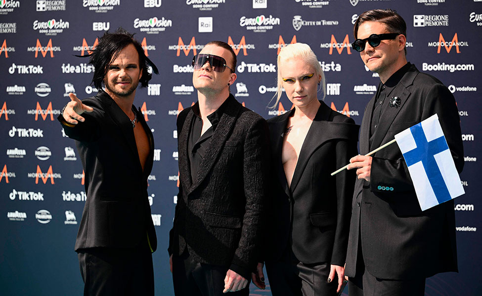 Popgruppen The Rasmus består av Lauri Ylönen (längst till vänster), Aki Hakala, Emppu Suhonen och Eero Heinonen.