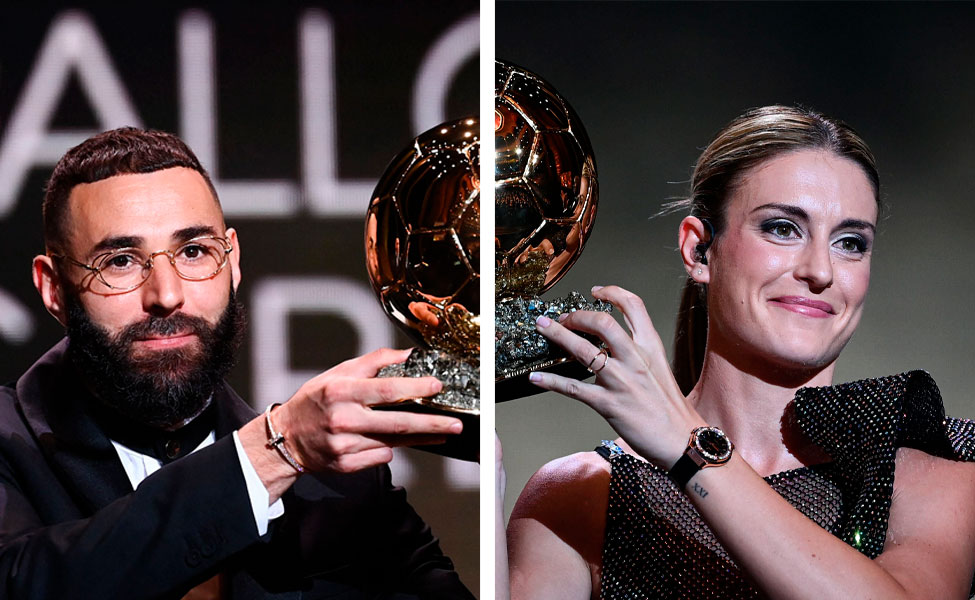 Karim Bemzema och Alexia Putellas fick var sin Guldboll. Det är ett pris för världens bästa fotbollsspelare.