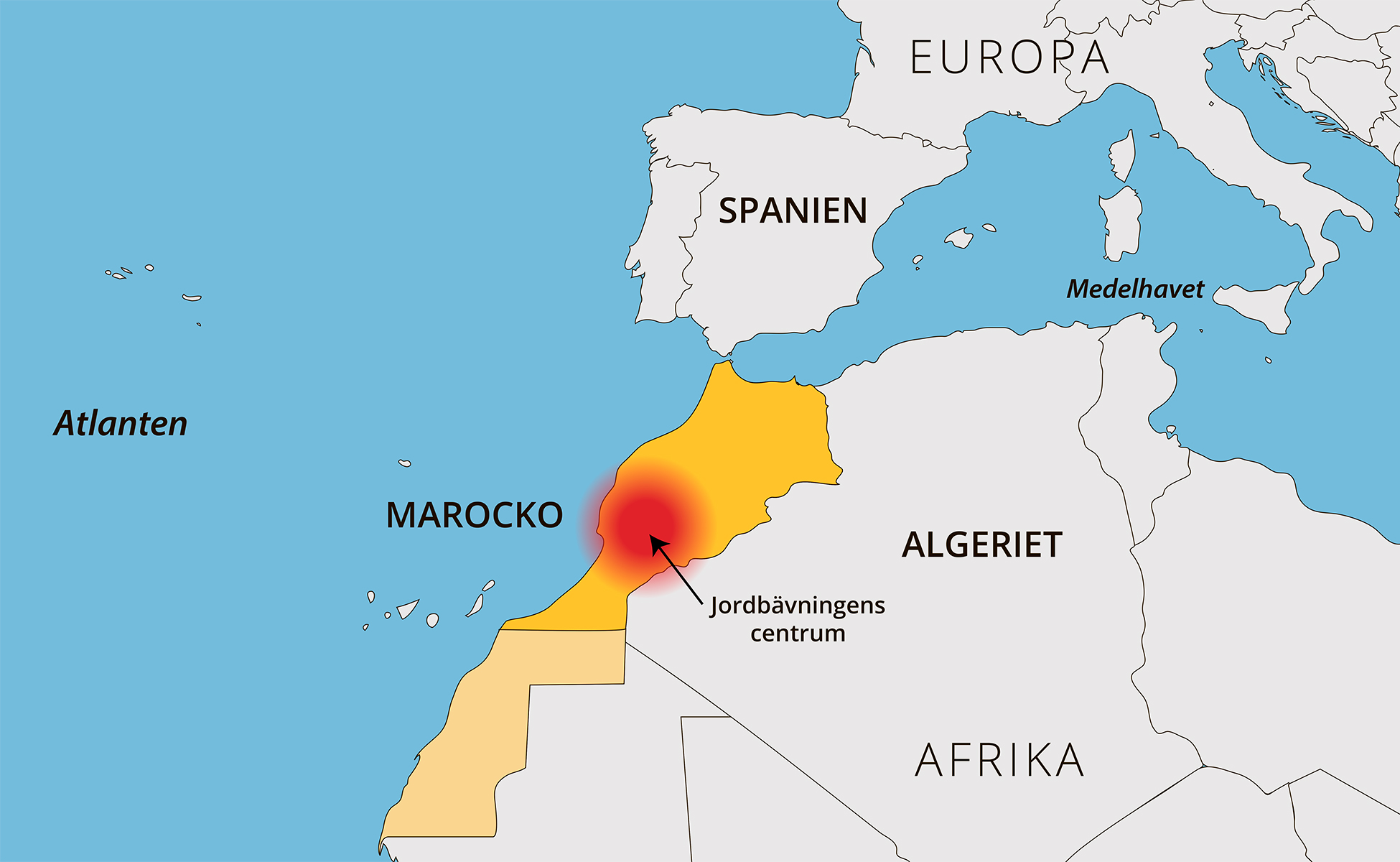 Karta som visar nordvästra Afrika.