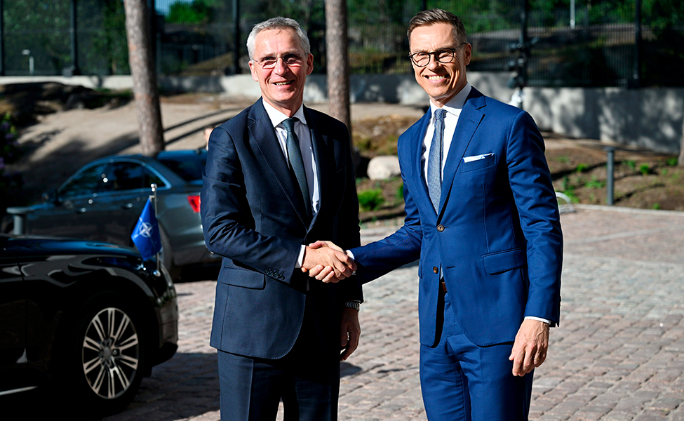 Natos generalsekreterare Jens Stoltenberg (till vänster) träffade president Alexander Stubb på onsdagen.
