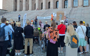 demonstration vid riksdagshuset