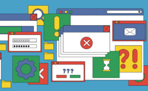 tecknad bild av element på webben