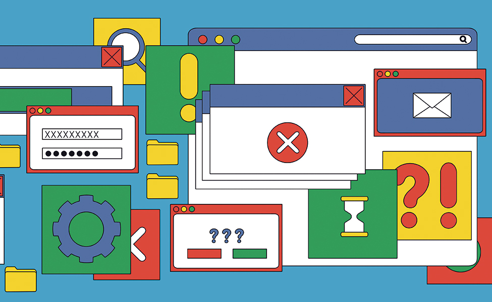 tecknad bild av element på webben