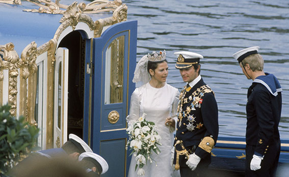 kungen och Silvia på bröllopsdagen